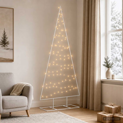 vidaXL Metal Christmas Tree with Stand KUOPIO 210 cm Warm White Steel