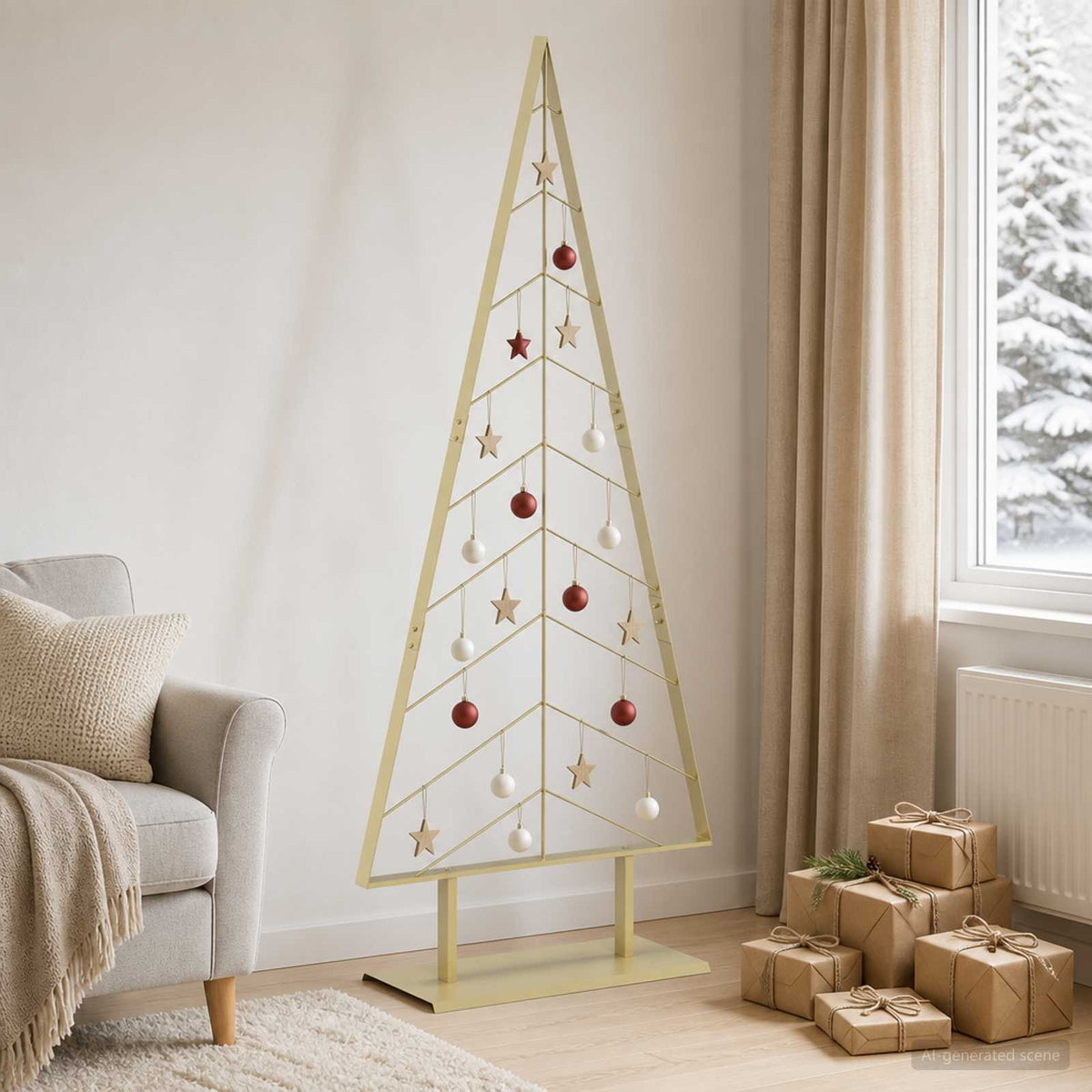 vidaXL Metal Christmas Tree with Stand KUOPIO 180 cm Steel Gold
