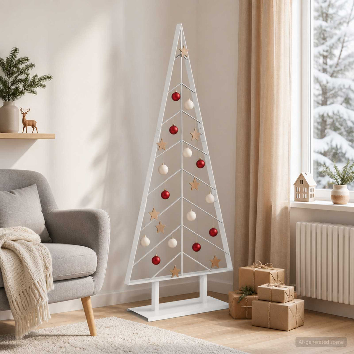 vidaXL Metal Christmas Tree KUOPIO 150 cm Steel White