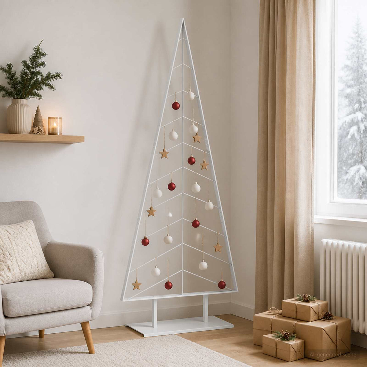 vidaXL Metal Christmas Tree with Stand KUOPIO 210 cm Steel White
