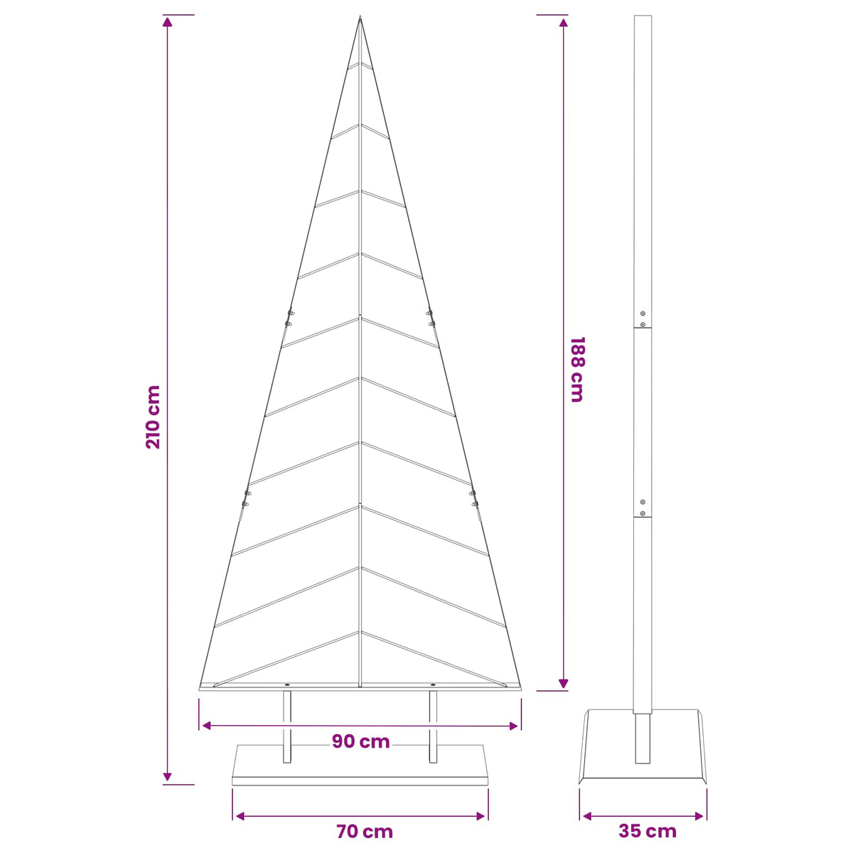 vidaXL Metal Christmas Tree with Stand KUOPIO 210 cm Steel White