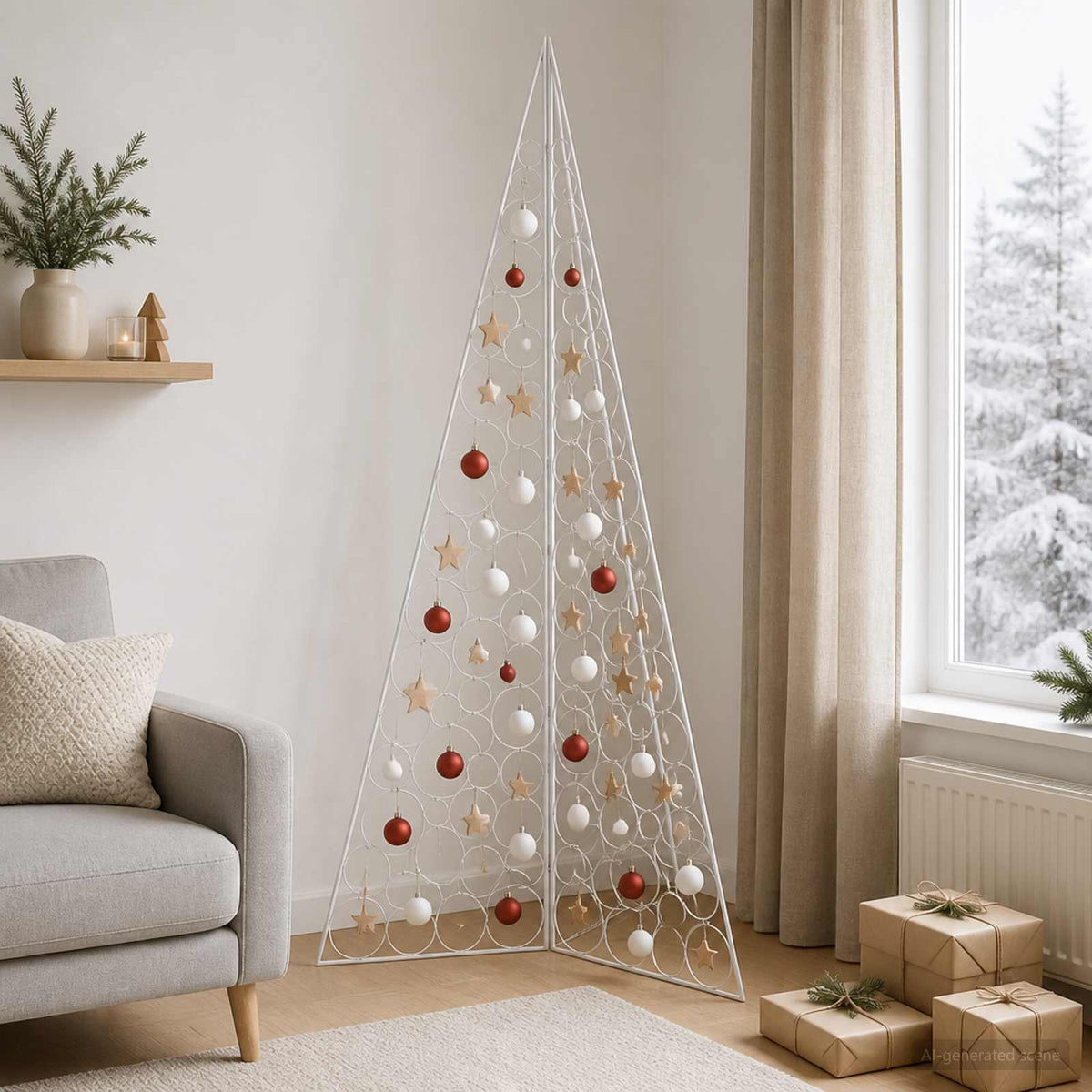 vidaXL Metal Christmas Tree KUOPIO 210 cm Steel White