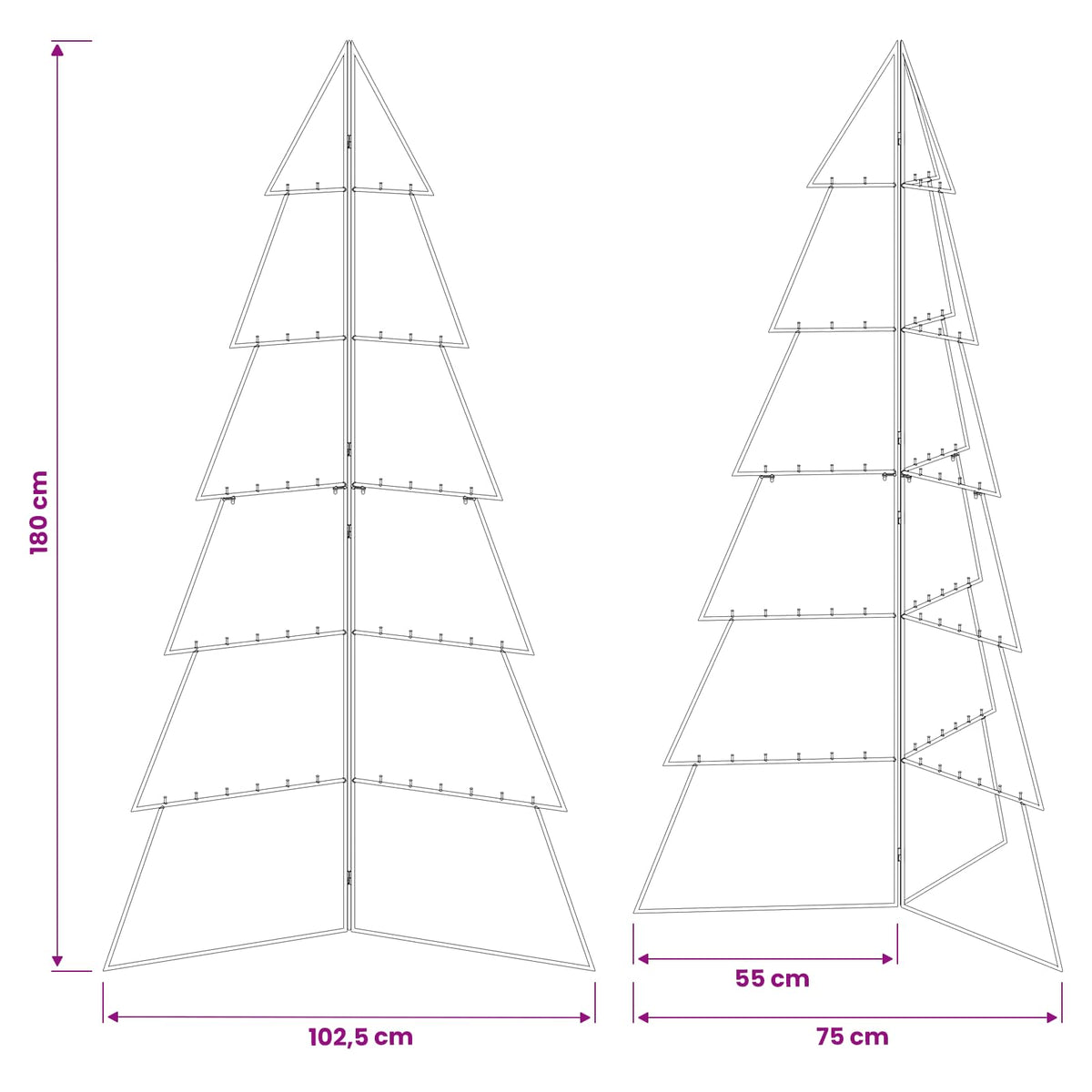 vidaXL Metal Christmas Tree KUOPIO 180 cm Steel White
