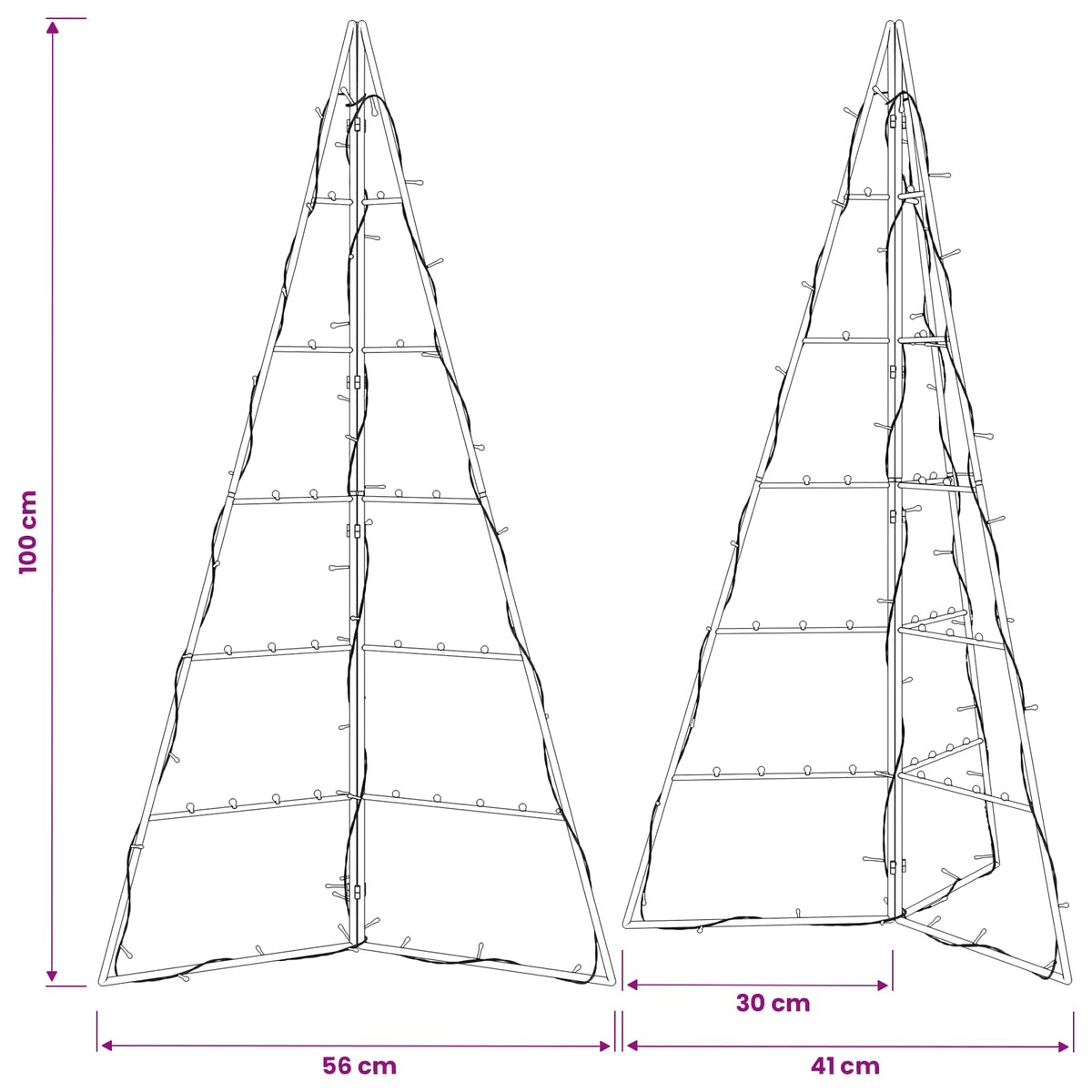 vidaXL Metal Christmas Tree with LED KUOPIO 100 cm Warm White Steel