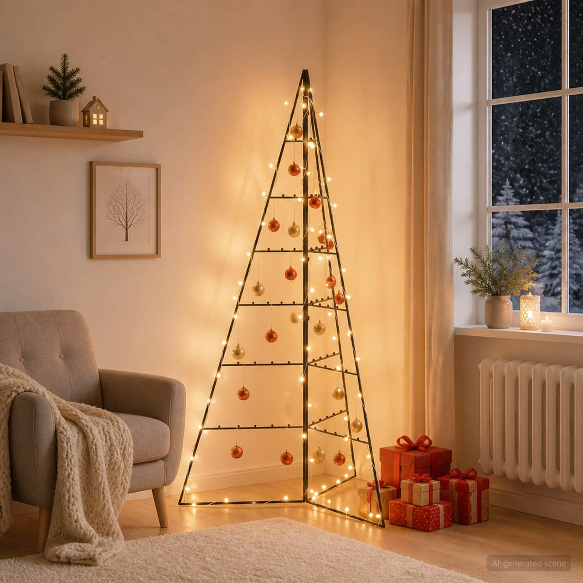 vidaXL Metal Christmas Tree with LED KUOPIO 140 cm Warm White Steel