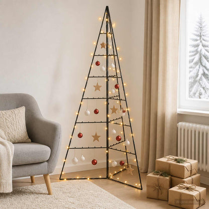 vidaXL Metal Christmas Tree with LED KUOPIO 140 cm Warm White Steel
