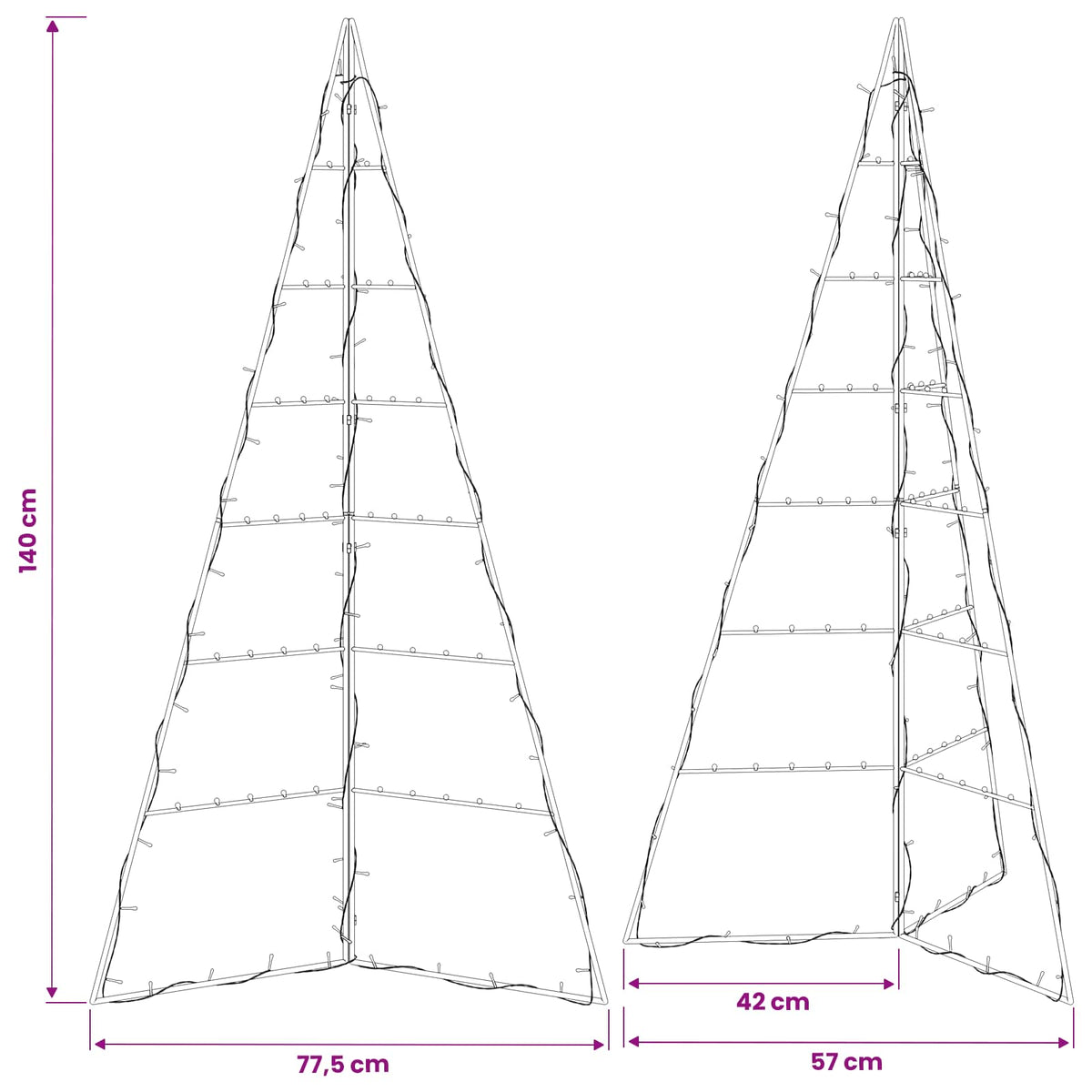 vidaXL Metal Christmas Tree with LED KUOPIO 140 cm Warm White Steel