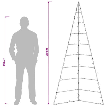 vidaXL Metal Christmas Tree KUOPIO 210 cm Warm White Steel Black