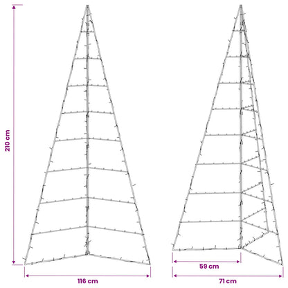 vidaXL Metal Christmas Tree KUOPIO 210 cm Warm White Steel Black