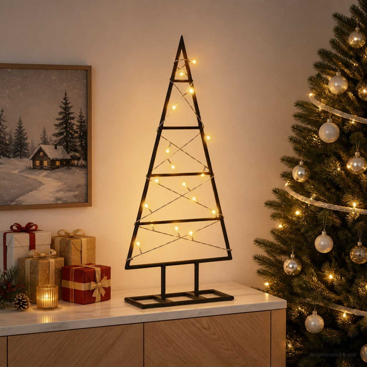 vidaXL Metal Christmas Tree with Stand KUOPIO 60 cm Warm White Steel