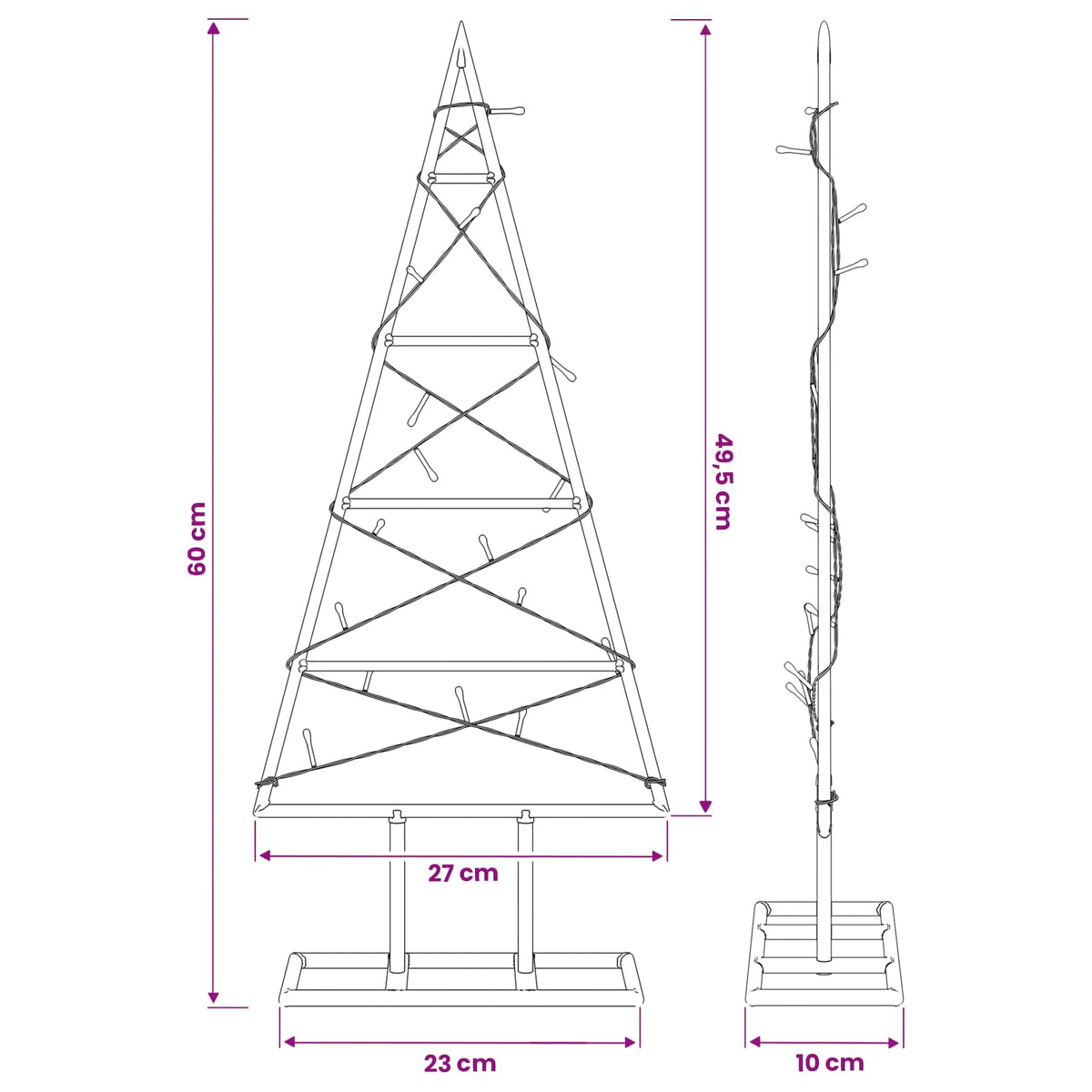 vidaXL Metal Christmas Tree with Stand KUOPIO 60 cm Warm White Steel