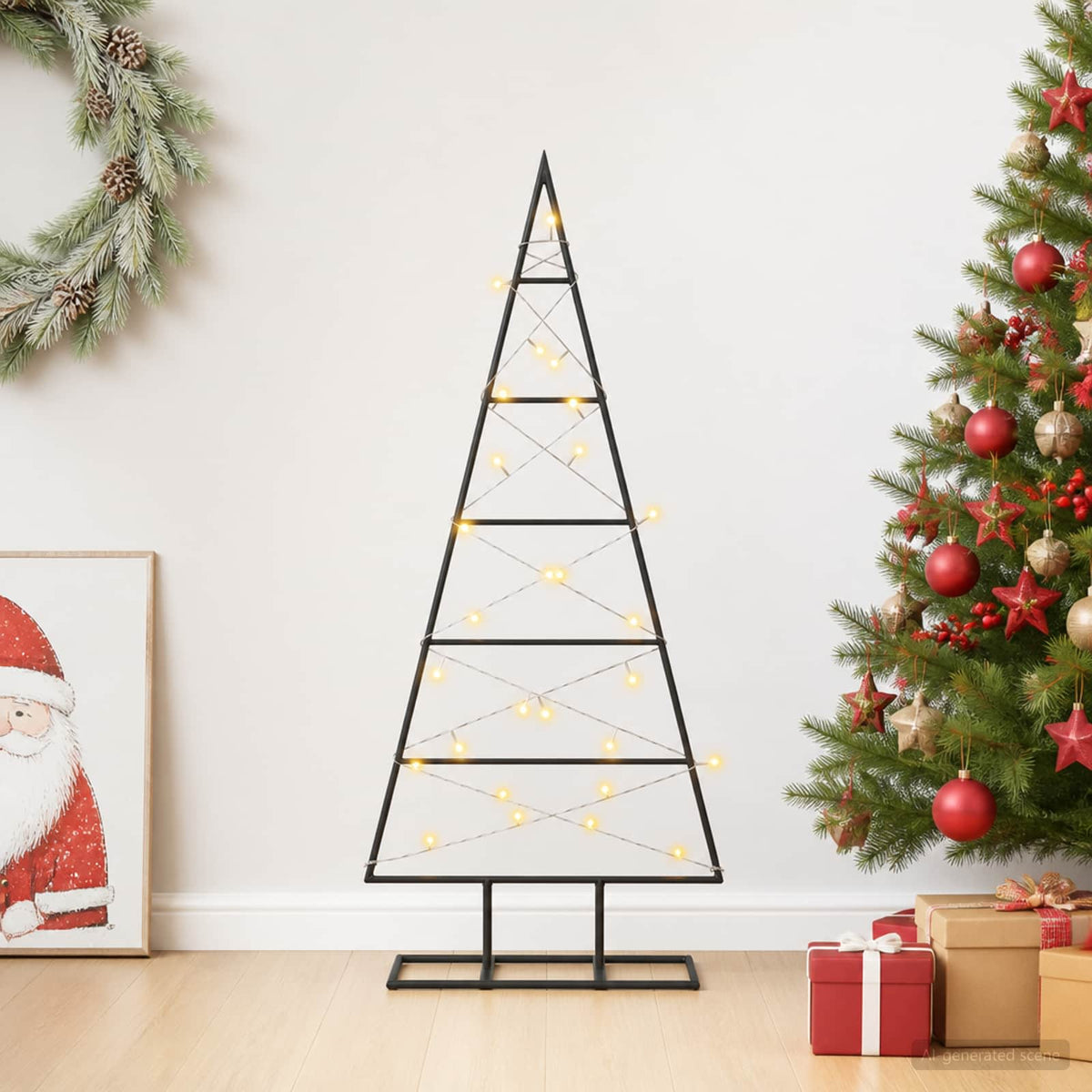 vidaXL Metal Christmas Tree with Stand KUOPIO 90 cm Warm White Steel
