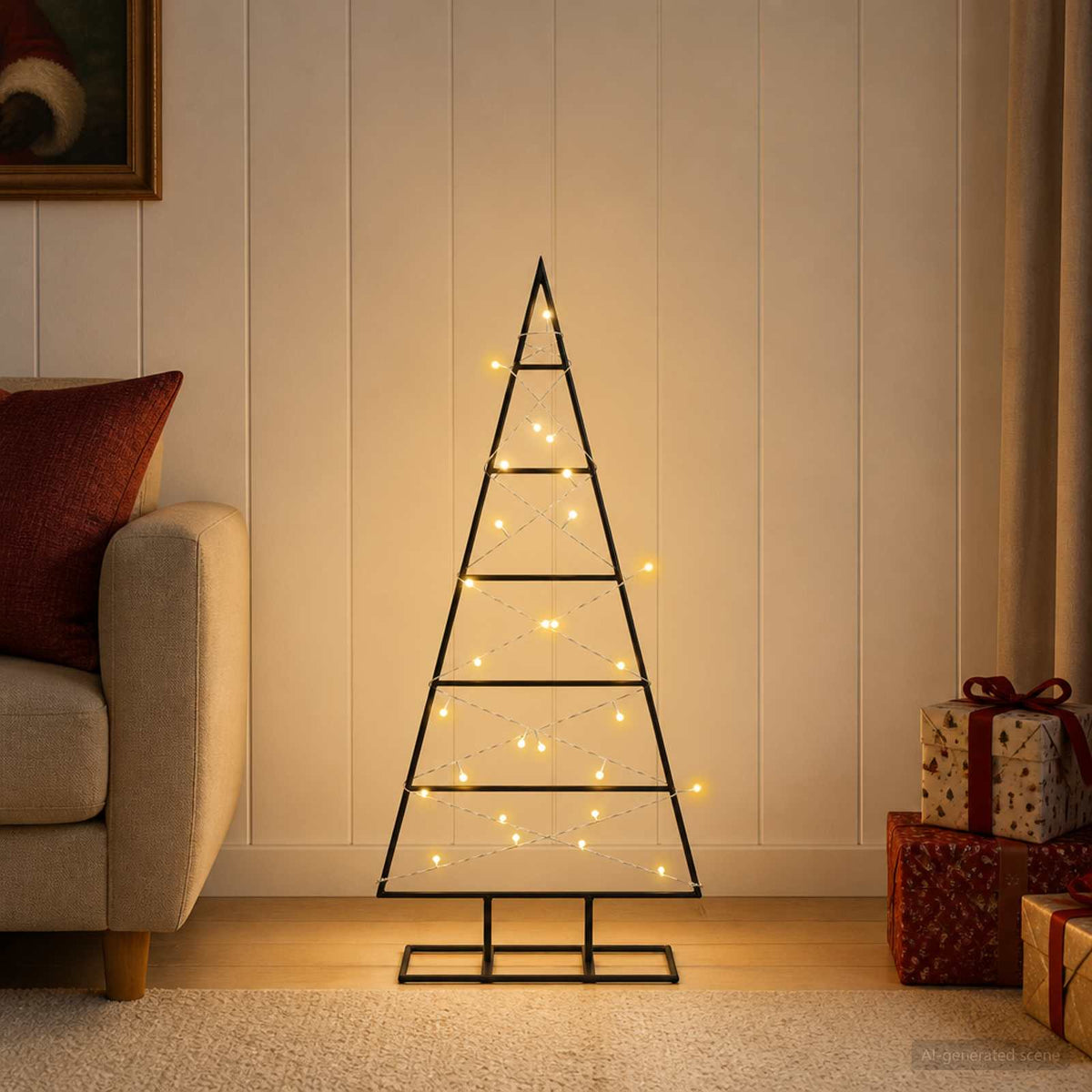 vidaXL Metal Christmas Tree with Stand KUOPIO 90 cm Warm White Steel