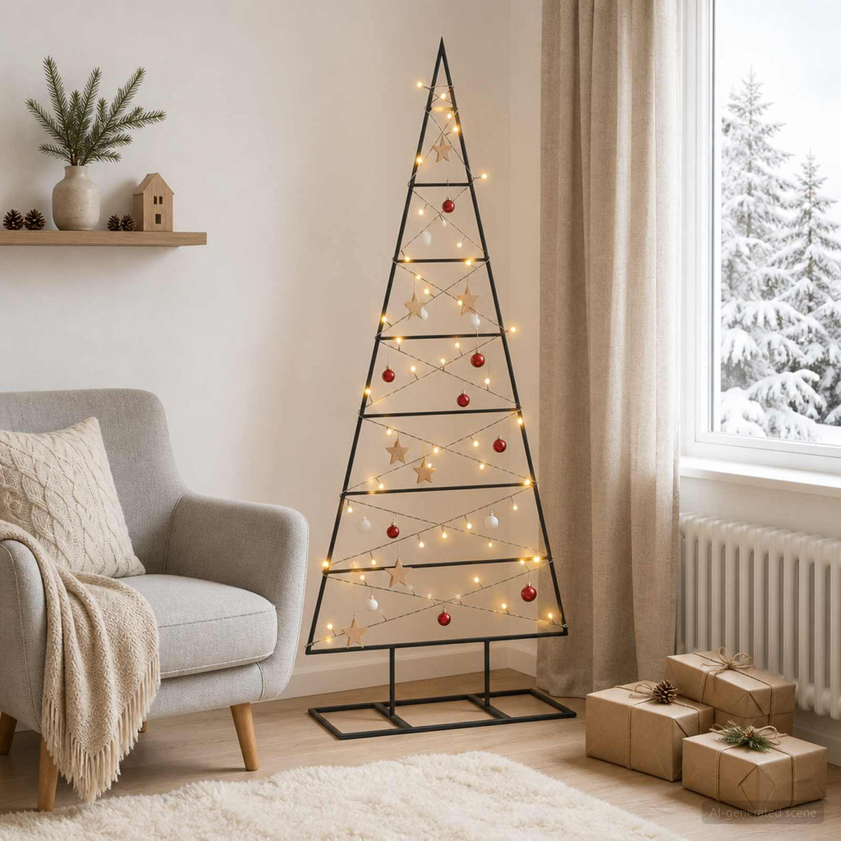 vidaXL Metal Christmas Tree with Stand KUOPIO 125 cm Warm White Steel