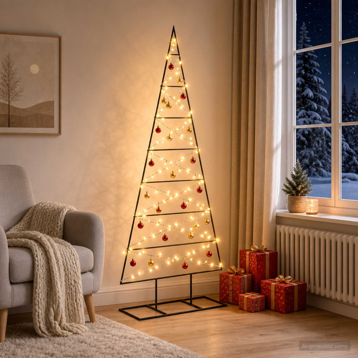 vidaXL Metal Christmas Tree with Stand KUOPIO 150 cm Warm White Steel