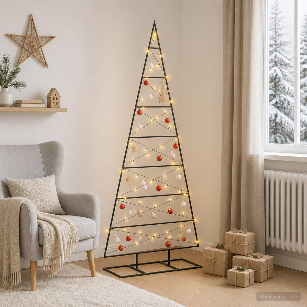 vidaXL Metal Christmas Tree with Stand KUOPIO 150 cm Warm White Steel