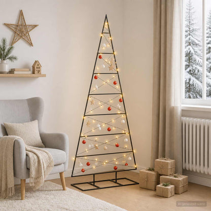 vidaXL Metal Christmas Tree with Stand KUOPIO 150 cm Warm White Steel