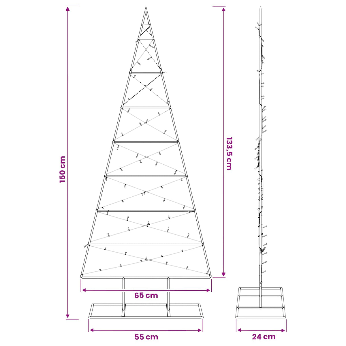 vidaXL Metal Christmas Tree with Stand KUOPIO 150 cm Warm White Steel