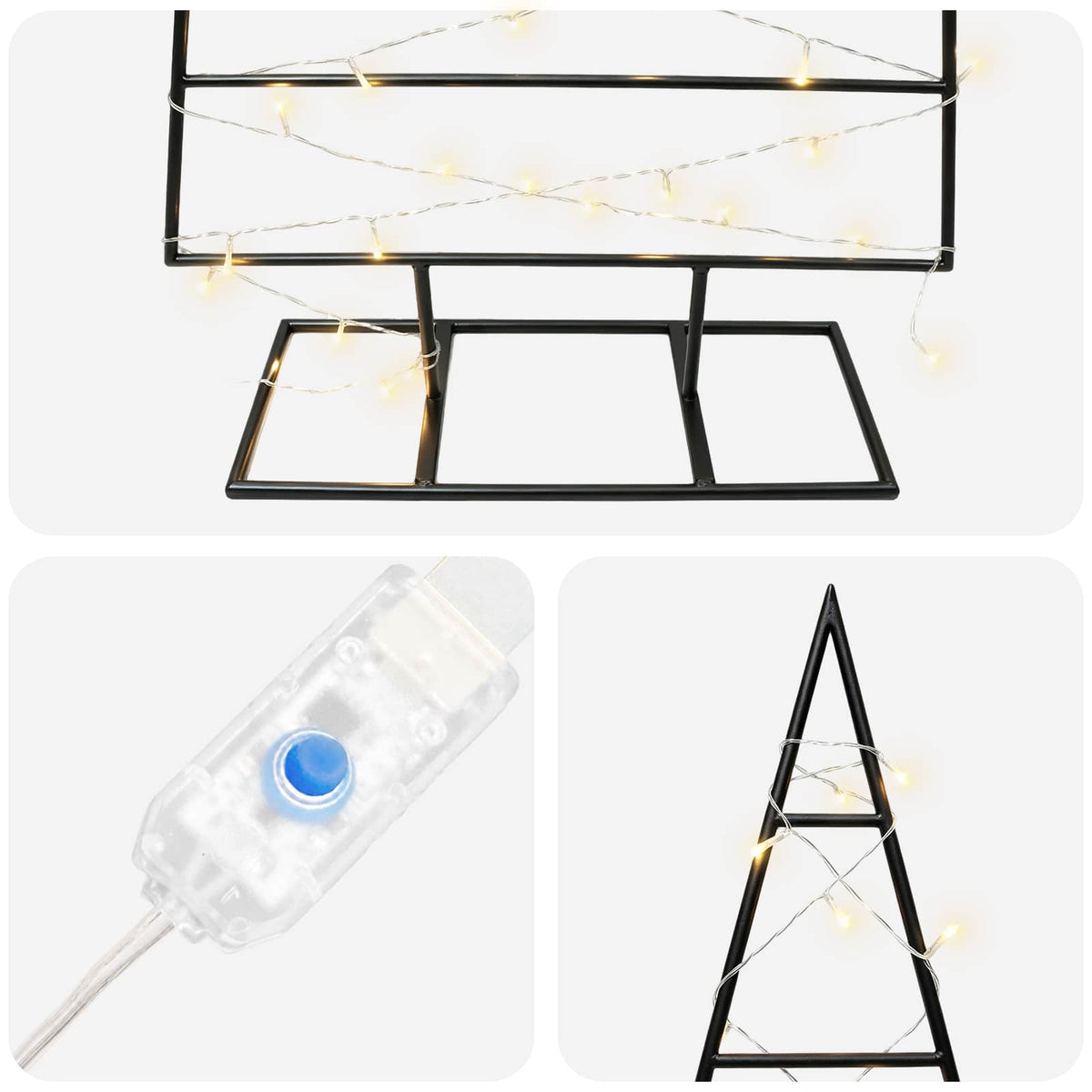 vidaXL Metal Christmas Tree with Stand KUOPIO 180 cm Warm White Steel