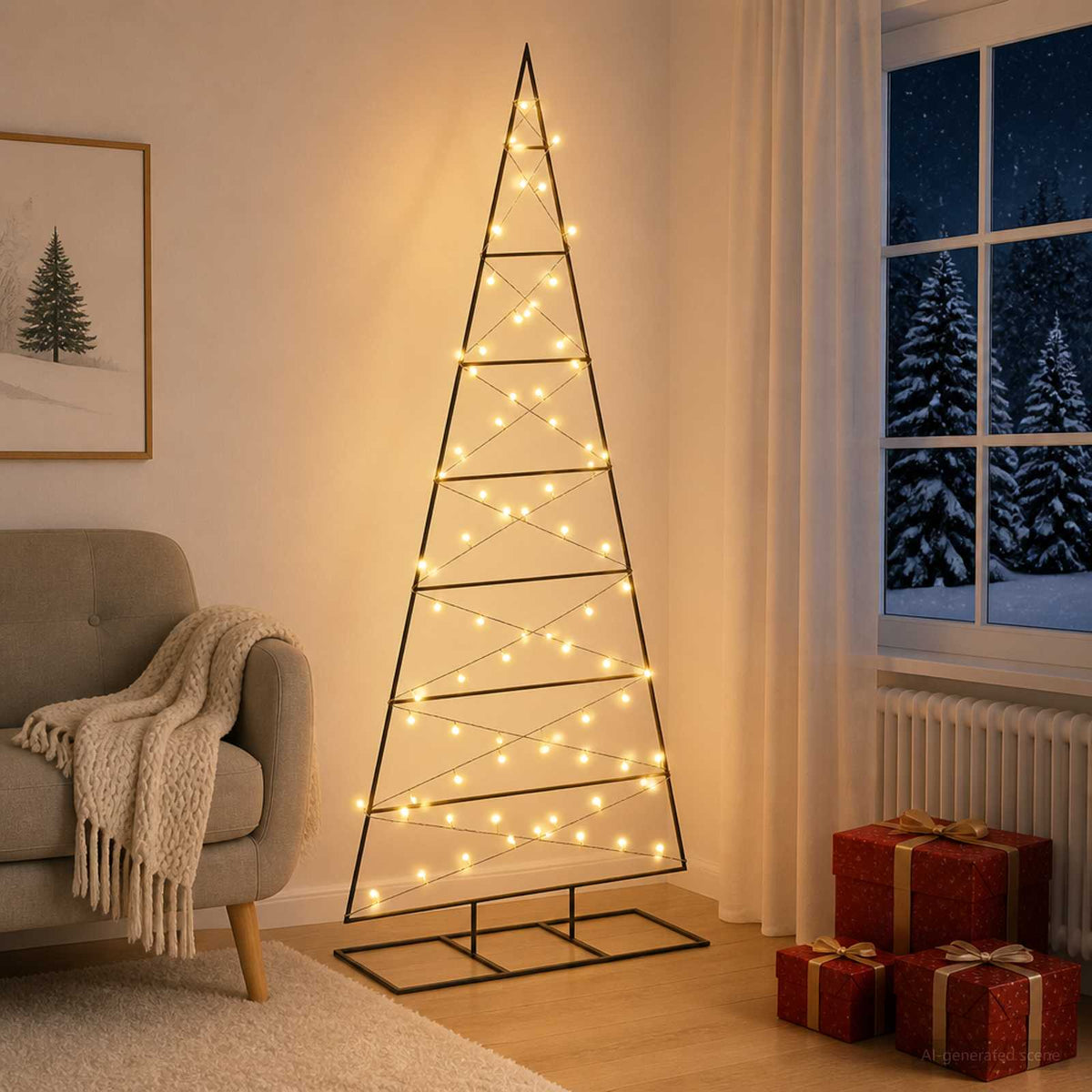 vidaXL Metal Christmas Tree with Stand KUOPIO 180 cm Warm White Steel