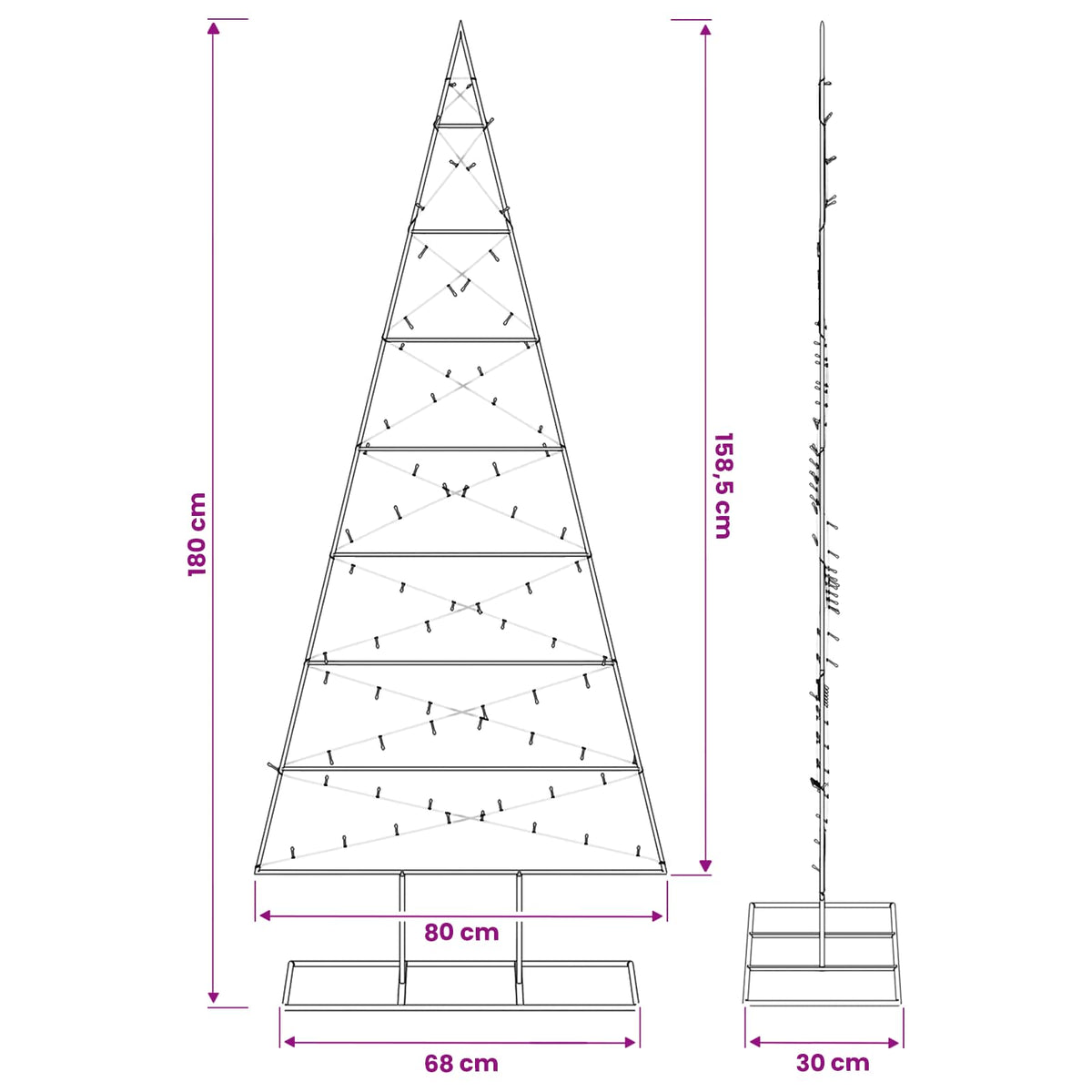 vidaXL Metal Christmas Tree with Stand KUOPIO 180 cm Warm White Steel