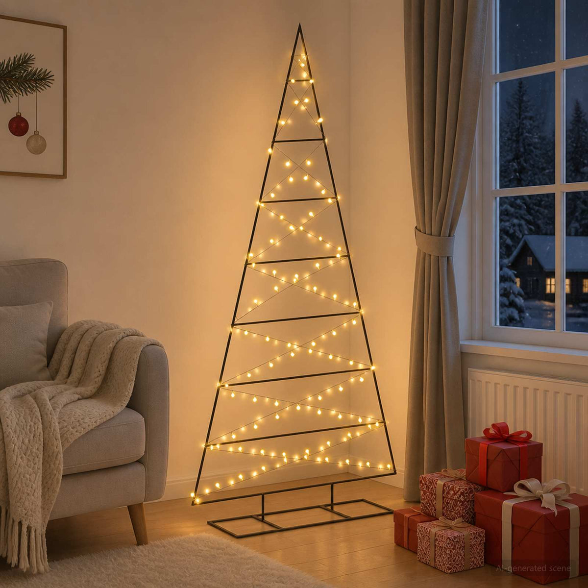 vidaXL Metal Christmas Tree with Stand KUOPIO 210 cm Warm White Steel