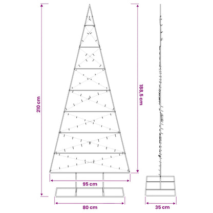 vidaXL Metal Christmas Tree with Stand KUOPIO 210 cm Warm White Steel