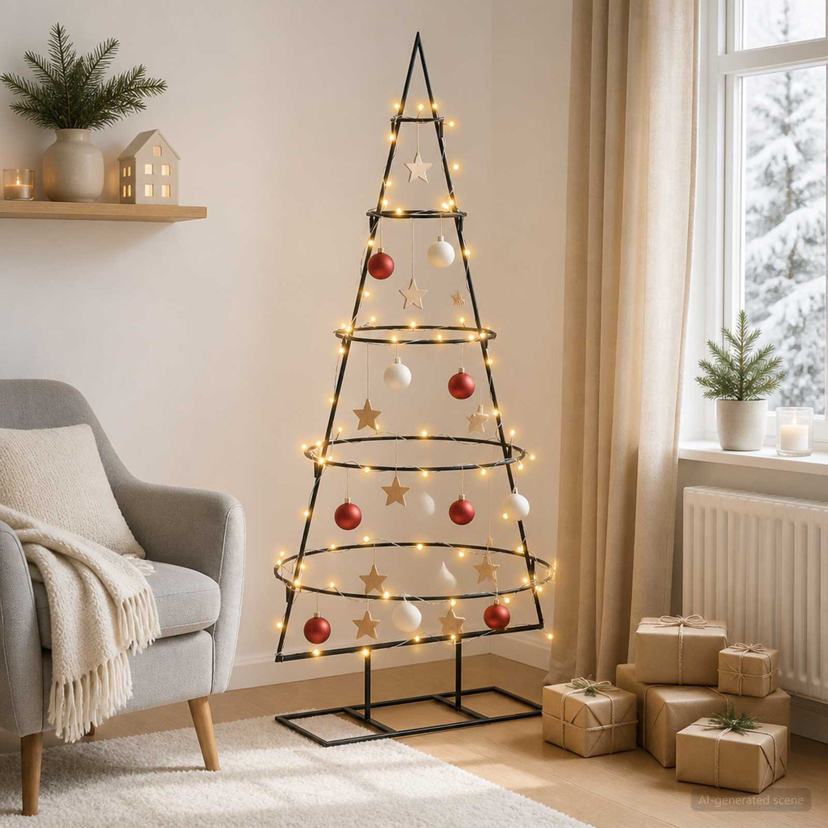vidaXL Metal Christmas Tree with Stand KUOPIO 125 cm Warm White Steel