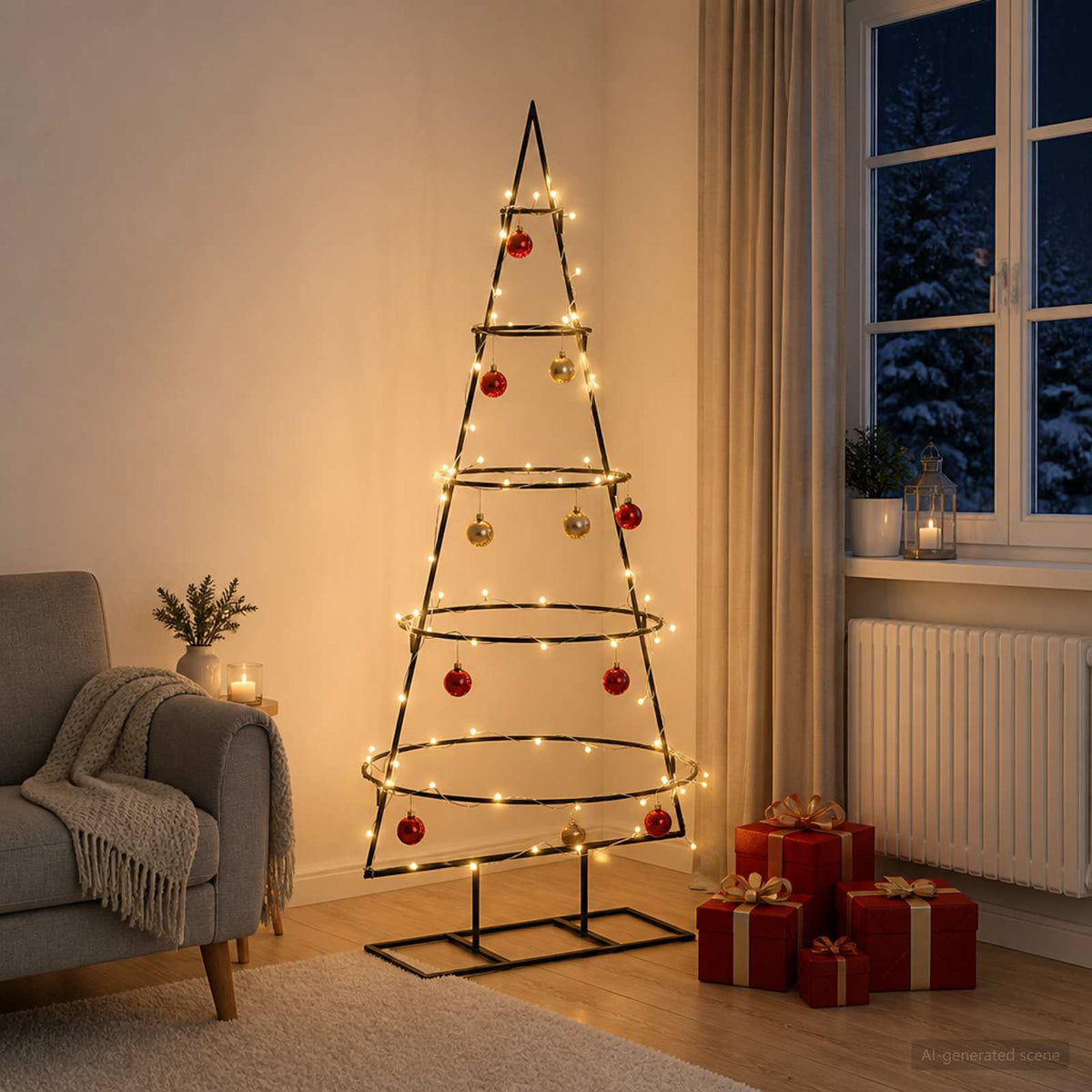 vidaXL Metal Christmas Tree with Stand KUOPIO 125 cm Warm White Steel