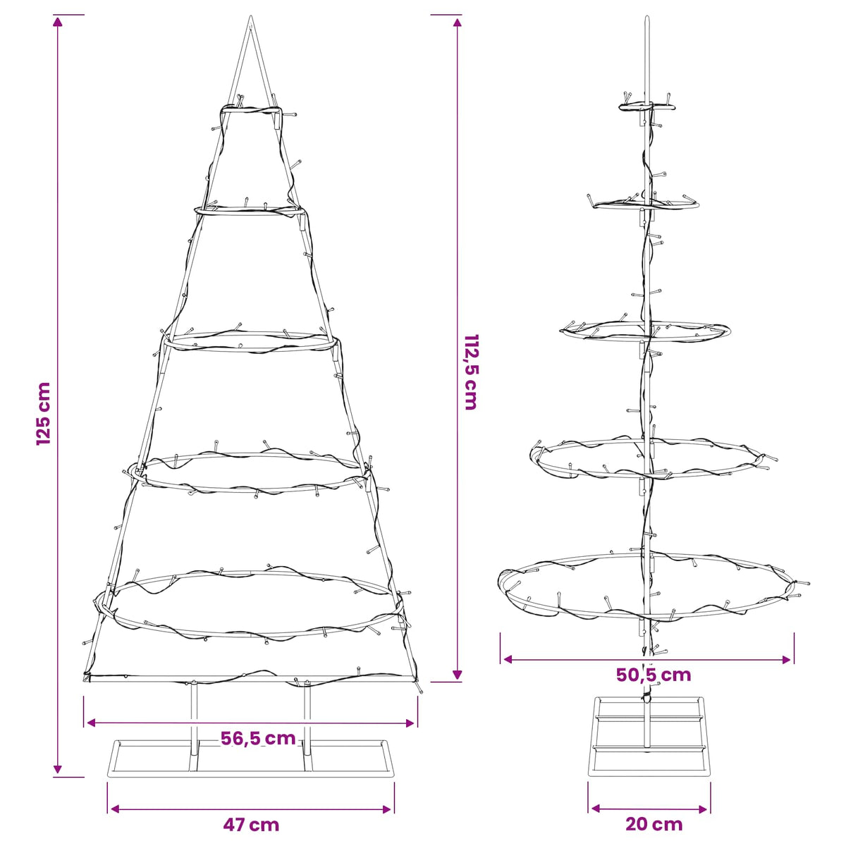 vidaXL Metal Christmas Tree with Stand KUOPIO 125 cm Warm White Steel