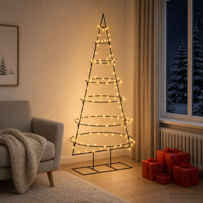 vidaXL Metal Christmas Tree with Stand KUOPIO 180 cm Warm White Steel