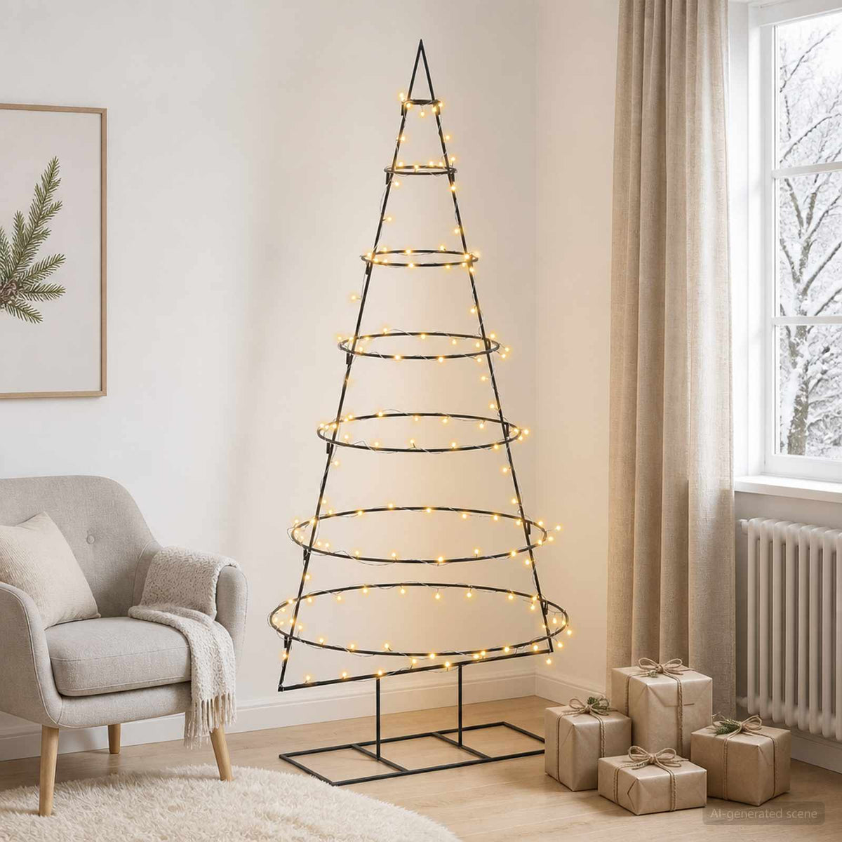 vidaXL Metal Christmas Tree with Stand KUOPIO 180 cm Warm White Steel