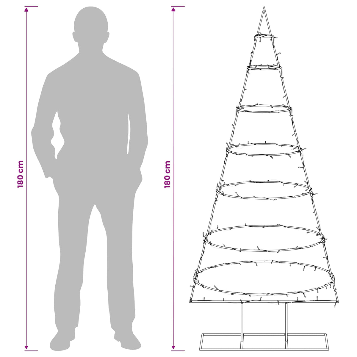 vidaXL Metal Christmas Tree with Stand KUOPIO 180 cm Warm White Steel