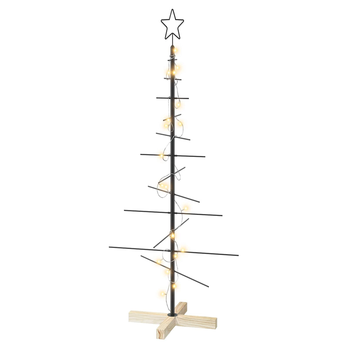 vidaXL Metal Christmas Tree KUOPIO 120 cm Warm White Steel Black