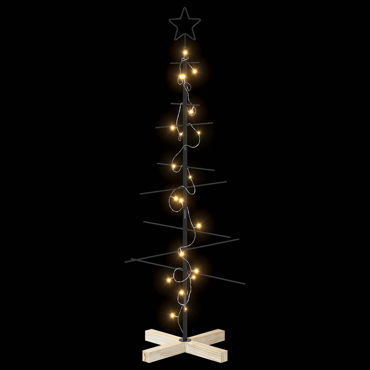 vidaXL Metal Christmas Tree KUOPIO 120 cm Warm White Steel Black