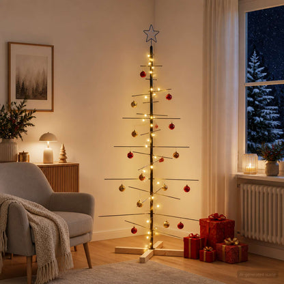 vidaXL Metal Christmas Tree with Stand KUOPIO 150 cm Warm White Steel