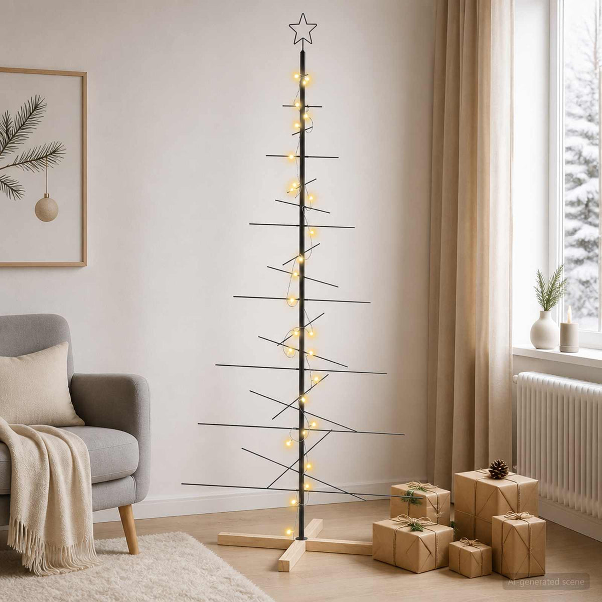 vidaXL Metal Christmas Tree with Stand KUOPIO 180 cm Warm White Steel