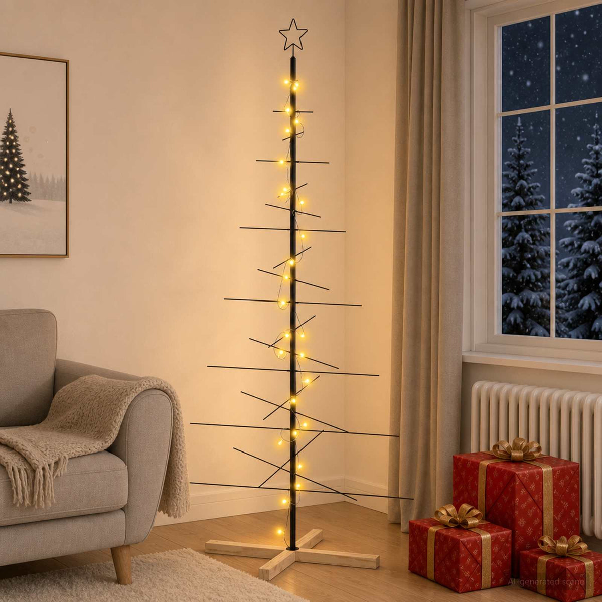 vidaXL Metal Christmas Tree with Stand KUOPIO 180 cm Warm White Steel