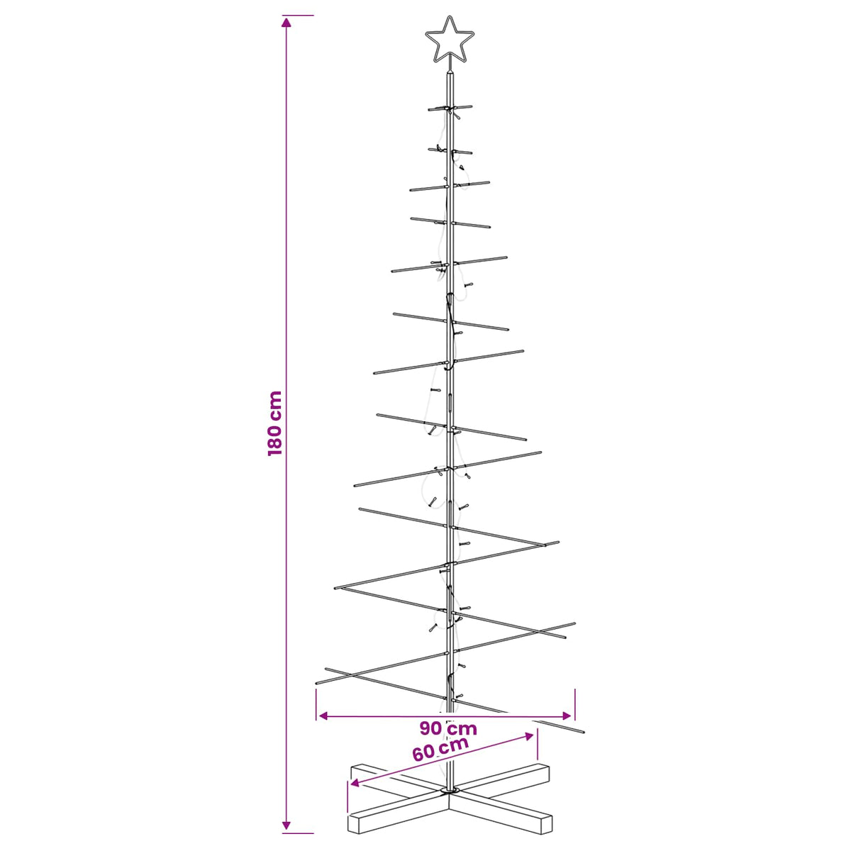 vidaXL Metal Christmas Tree with Stand KUOPIO 180 cm Warm White Steel