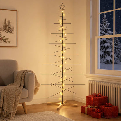vidaXL Metal Christmas Tree with Stand KUOPIO 210 cm Warm White Steel
