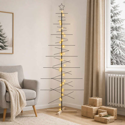 vidaXL Metal Christmas Tree with Stand KUOPIO 210 cm Warm White Steel