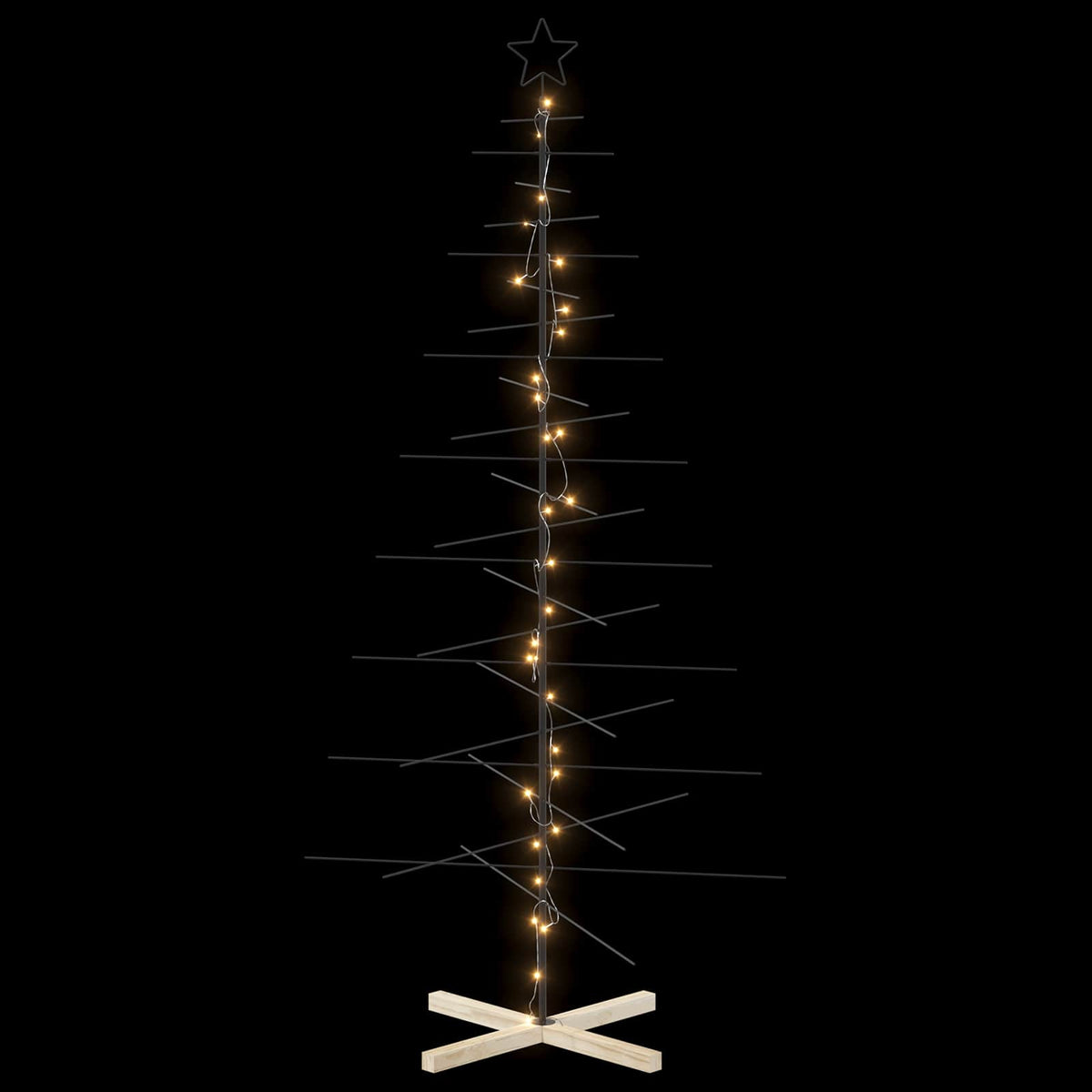 vidaXL Metal Christmas Tree with Stand KUOPIO 210 cm Warm White Steel
