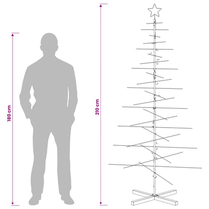 vidaXL Metal Christmas Tree with Stand KUOPIO 210 cm Warm White Steel