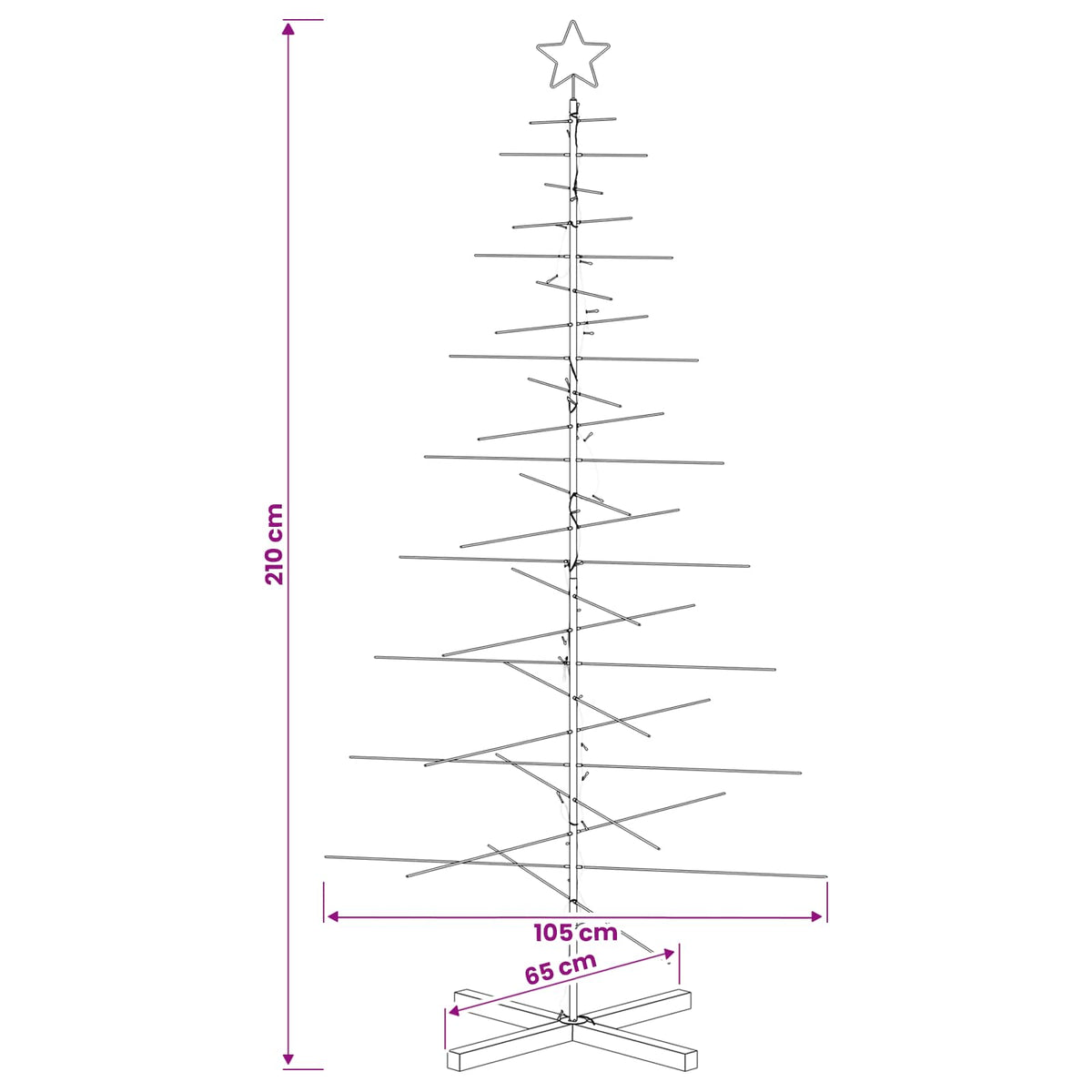 vidaXL Metal Christmas Tree with Stand KUOPIO 210 cm Warm White Steel