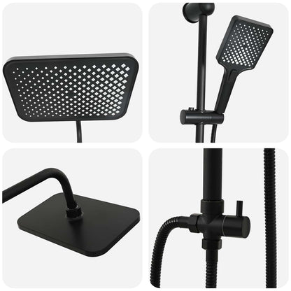 vidaXL Shower System with Shower Head Black Stainless Steel