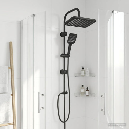 vidaXL Shower System with Shower Head Black Stainless Steel