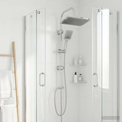 vidaXL Shower System with Shower Head Chrome Stainless Steel
