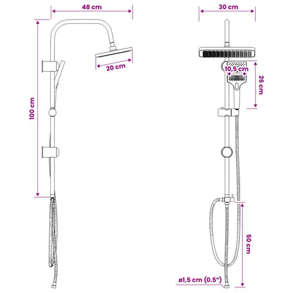 vidaXL Shower System with Shower Head Chrome Stainless Steel