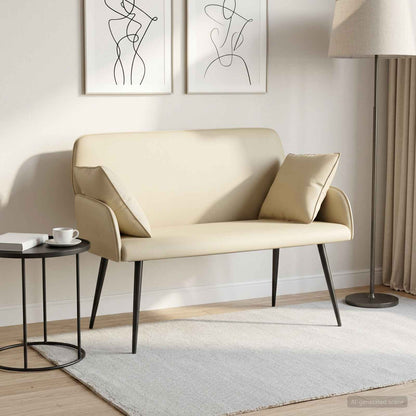 vidaXL 2 Seater Sofa with Metal Legs 2-Seater Cream Faux Leather