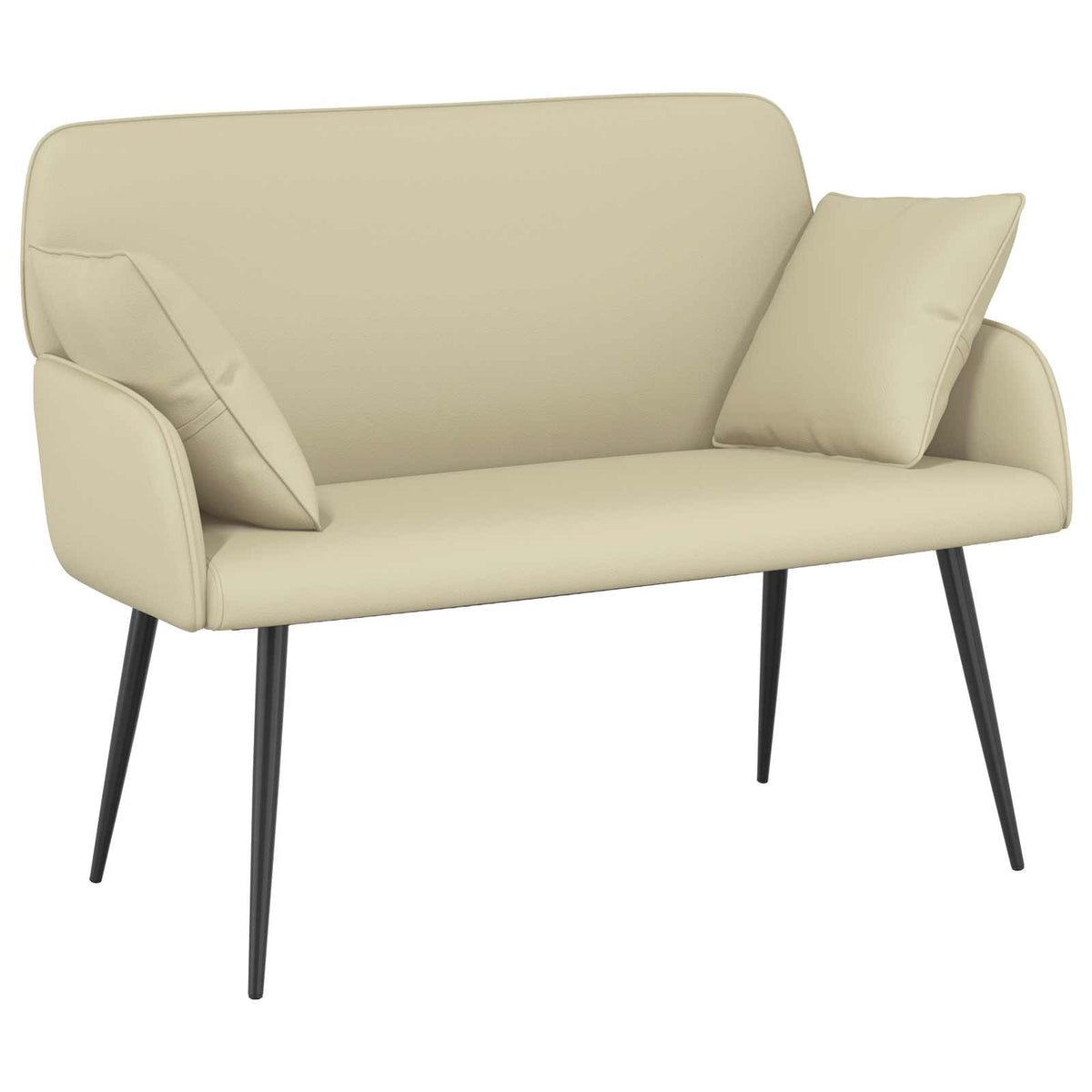 vidaXL 2 Seater Sofa with Metal Legs 2-Seater Cream Faux Leather